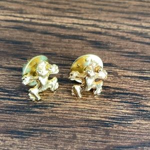 📌Frog Tac pin pair gold tone vintage lapel pin